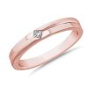 Men'S Rings | Blue Nile Men'S Princess-Cut Solitaire Diamond Step Ring In 14K Rose Gold (.06 Ct. Tw.)