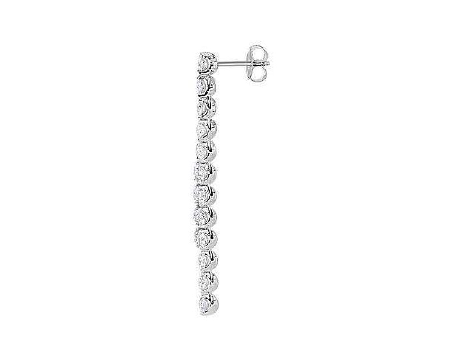 Earrings | Blue Nile Lab Grown Diamond Double Row Drop Earrings In 14K White Gold (4 Ct. Tw.)