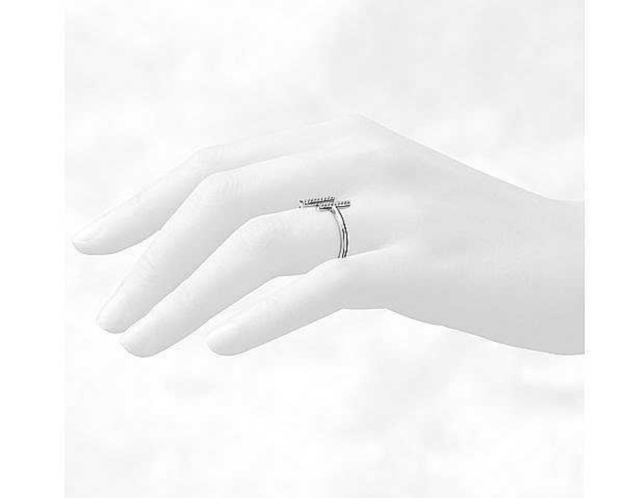 Rings | Blue Nile Delicate Pav Split Bar Diamond Fashion Ring In 14K White Gold