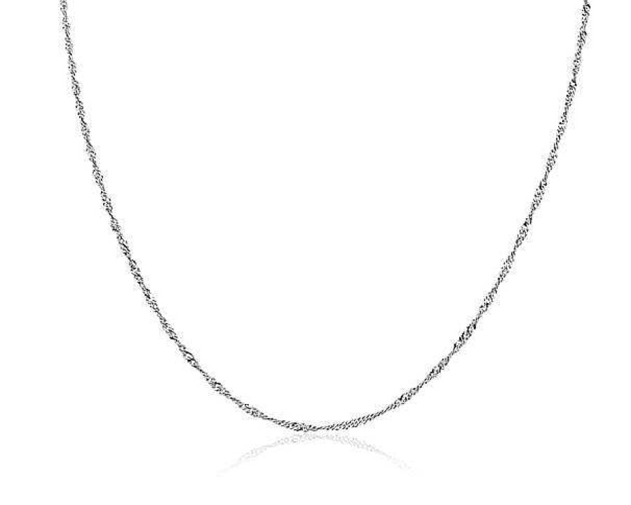 Necklaces | Blue Nile 24" Singapore Chain In 14K White Gold (1.7 Mm)