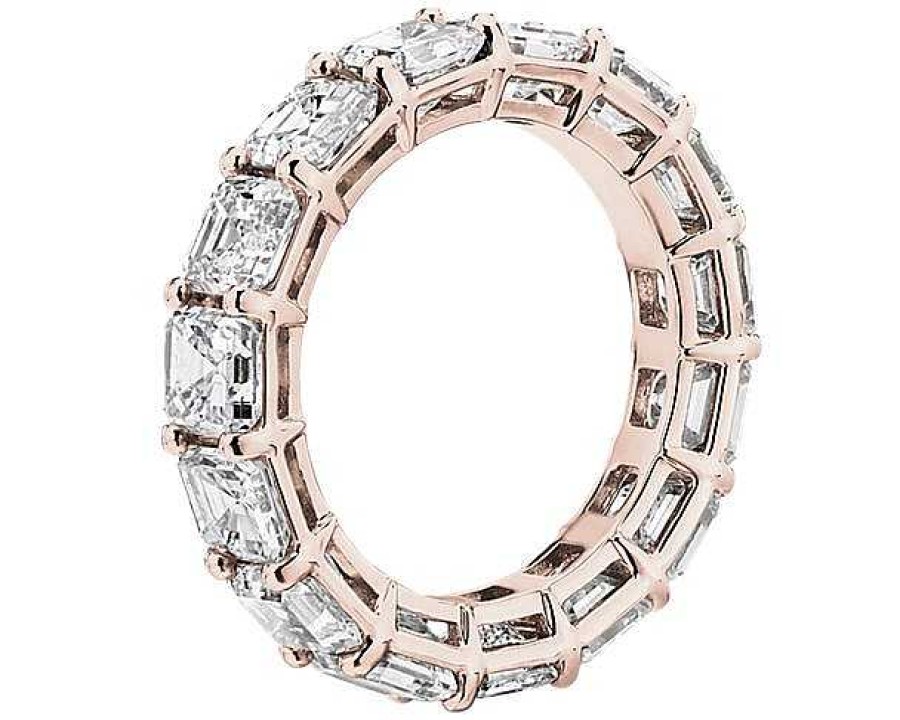 Women'S Rings | Blue Nile Lab Grown Diamond Asscher Cut Eternity Ring In 14K Rose Gold (7 Ct. Tw.)