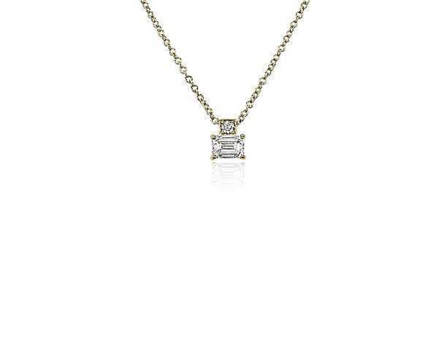 Necklaces | Blue Nile Baguette And Round Diamond Pendant In 14K Yellow Gold (1/3 Ct. Tw.)