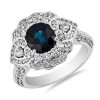 Rings | Blue Nile Extraordinary Collection: Ornate Blue Sapphire And Diamond Ring In 18K White Gold