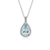 Necklaces | Blue Nile Aquamarine And Diamond Halo Pendant In 14K White Gold (13X9Mm)