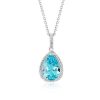 Necklaces | Blue Nile Sky Blue Topaz Elegant Halo Pendant In Sterling Silver (14X9Mm)