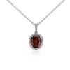 Necklaces | Blue Nile Garnet And Diamond Pendant In 14K White Gold (10X8Mm)