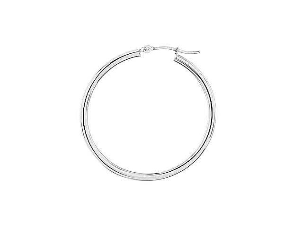 Earrings | Blue Nile 1 3/8" Medium Hoop Earring In 14K White Gold (2 X 34 Mm)