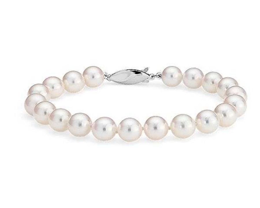 Bracelets | Blue Nile 6.5" Classic Akoya Cultured Pearl Bracelet In 18K White Gold (7.5-8.0Mm)