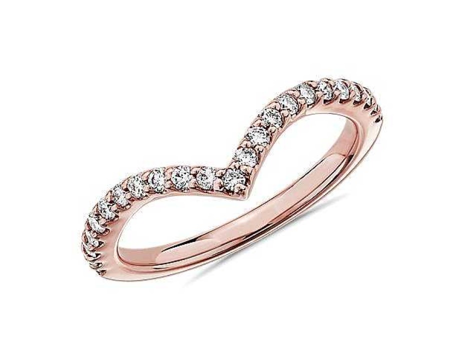 Rings | Blue Nile Contemporary V-Shaped Diamond Ring In 14K Rose Gold (1/3 Ct. Tw.)