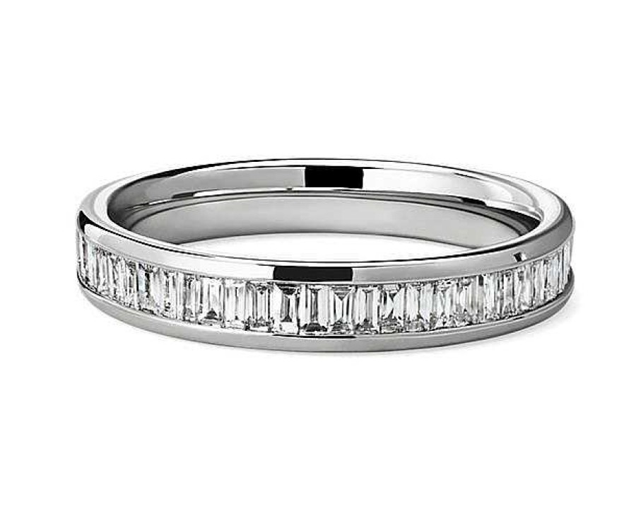 Women'S Rings | Blue Nile Channel Set Baguette-Cut Diamond Ring In Platinum (1/2 Ct. Tw.)