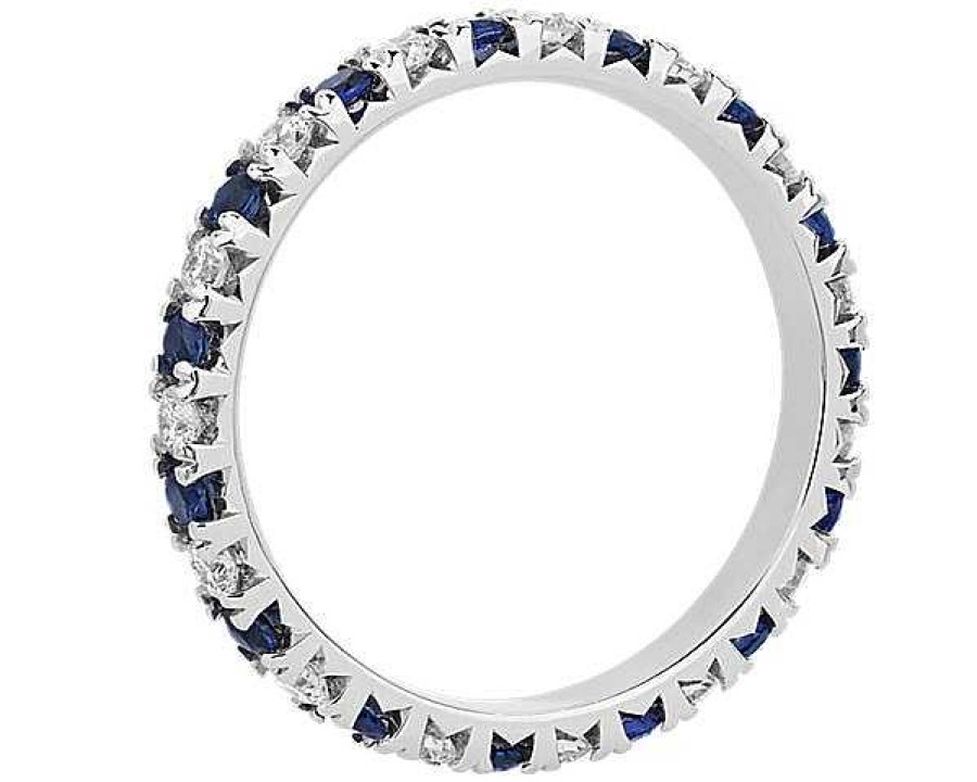 Women'S Rings | Blue Nile French Pav Sapphire And Diamond Eternity Ring In 14K White Gold (1.8Mm)