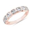 Women'S Rings | Blue Nile 7 Stone Asscher Bezel Diamond Anniversary Ring In 14K Rose Gold (1 3/4 Ct. Tw.)