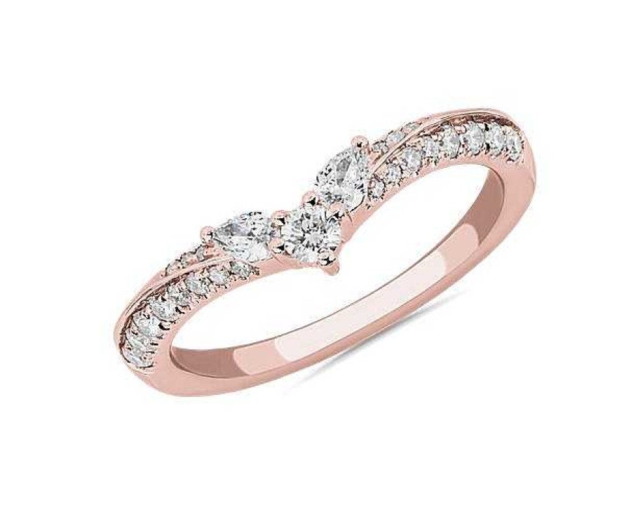 Rings | Blue Nile Romantic Winged Pear Diamond Pav Ring In 18K Rose Gold (1/3 Ct. Tw.)