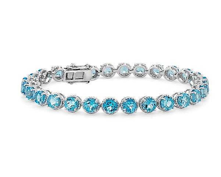 Bracelets | Blue Nile Swiss Blue Topaz Round Rope Bracelet In Sterling Silver (5Mm)