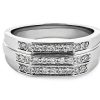 Rings | Blue Nile Triple Row Diamond Men'S Ring In 14K White Gold (1/2 Ct. Tw.)