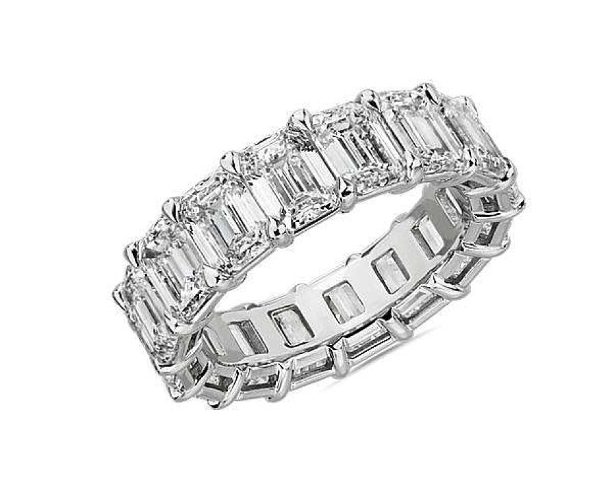 Women'S Rings | Blue Nile Emerald Cut Diamond Eternity Ring In 14K White Gold (9 1/2 Ct. Tw.)