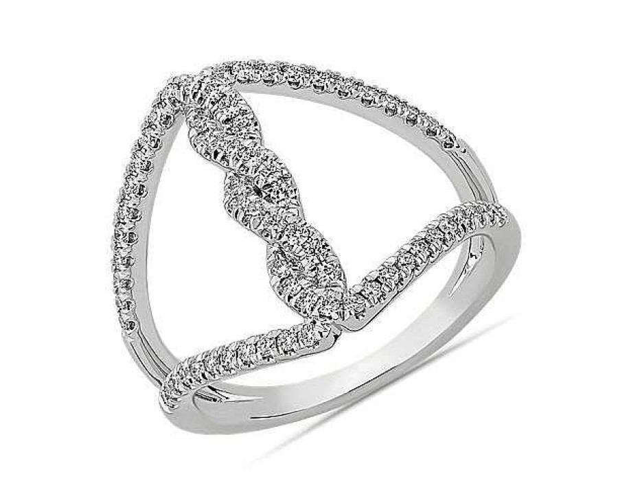 Rings | Blue Nile Open Twist Diamond Fashion Ring In 14Kt White Gold (1/3 Ct. Tw.)