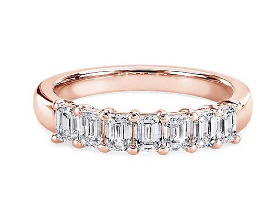 Women'S Rings | Blue Nile Seven Stone Emerald Lab Grown Diamond Ring In 14K Rose Gold (1 Ct. Tw.)