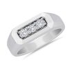 Men'S Rings | Blue Nile Men'S Trio Diamond Band In 14K White Gold (3.8 Mm, 1/2 Ct. Tw.)