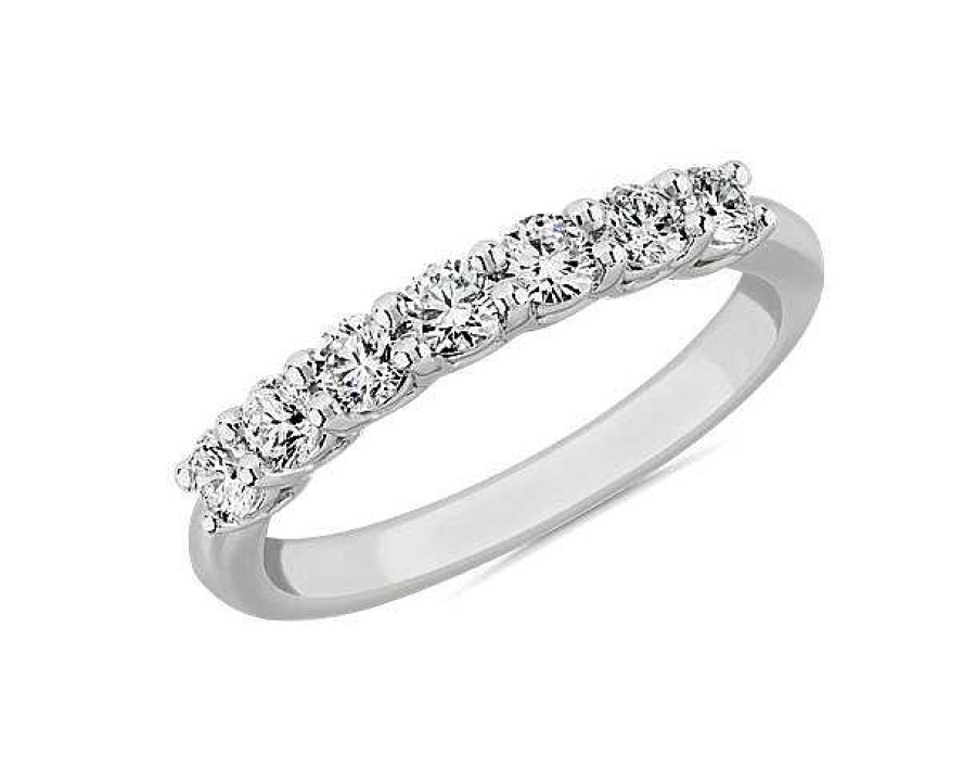 Women'S Rings | Blue Nile Lab Grown Diamond Low Dome Seven Stone Ring In 14K White Gold (1/2 Ct. Tw.)