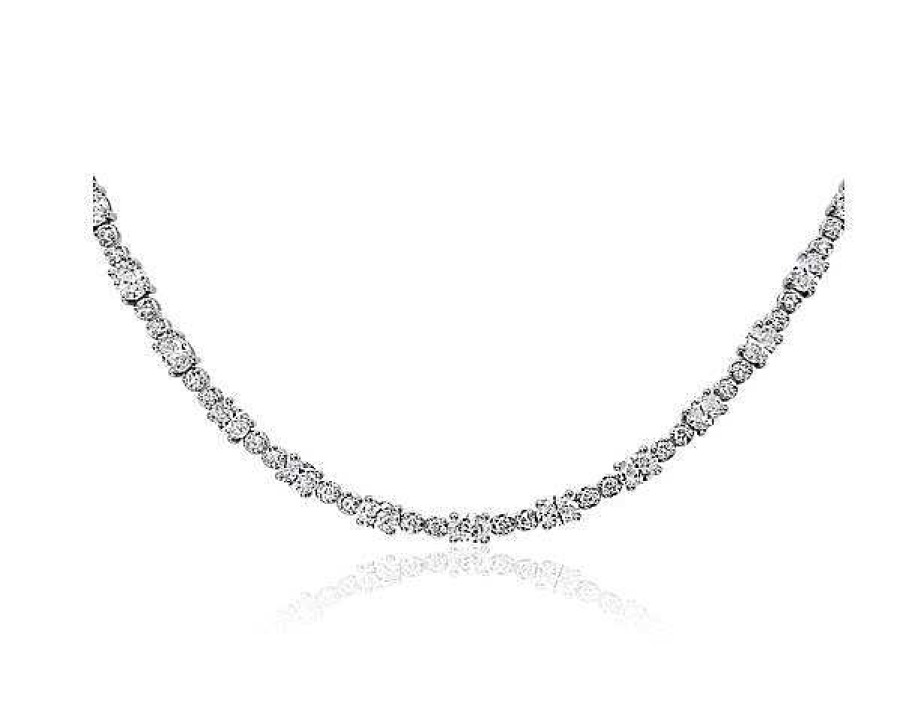 Necklaces | Blue Nile Oval And Round Diamond Eternity Necklace In 14K White Gold (8 1/2 Ct. Tw.)