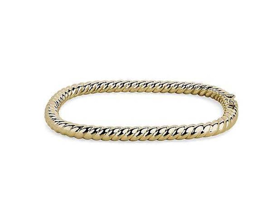 Bracelets | Blue Nile Roped Square Bangle In 14K Yellow Gold (5Mm)