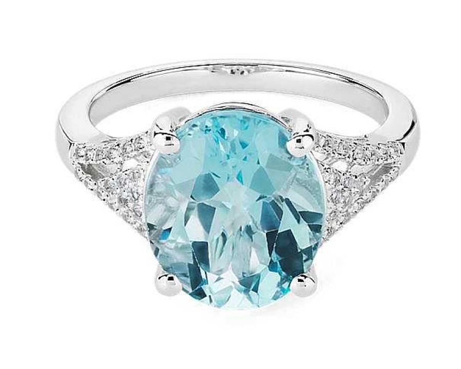 Rings | Blue Nile Oval Sky Blue Topaz Cocktail Ring In 14K White Gold