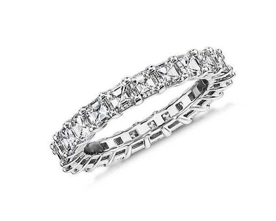 Women'S Rings | Blue Nile Asscher Cut Diamond Eternity Ring In 14K White Gold (3 Ct. Tw.)