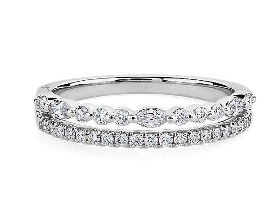 Rings | Blue Nile Two Row Round And Marquise Diamond Stacking Ring In Platinum (1/3 Ct. Tw.)