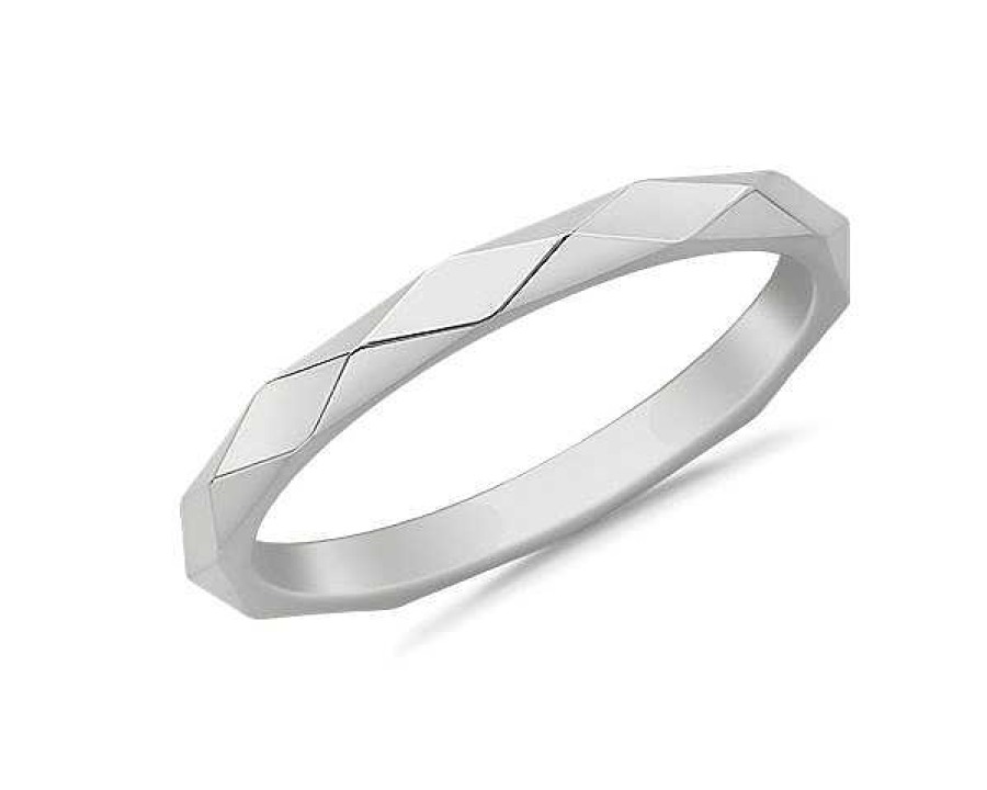 Women'S Rings | Blue Nile Stackable Beveled Triangle High Finish Ring In Platinum (2Mm)