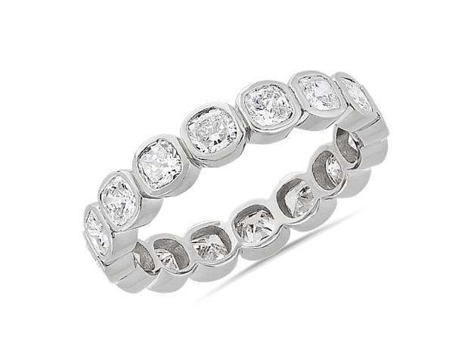 Women'S Rings | Blue Nile Bezel Cushion Diamond Eternity Ring In 14K White Gold (2 1/4 Ct. Tw.)