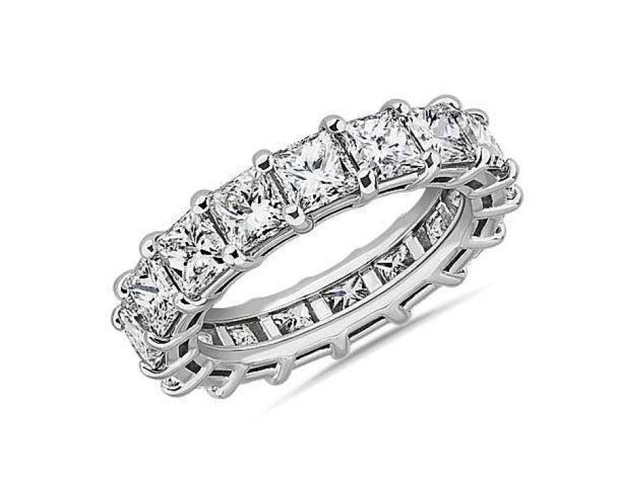 Women'S Rings | Blue Nile Princess Cut Diamond Eternity Ring In 14K White Gold (7 Ct. Tw.)