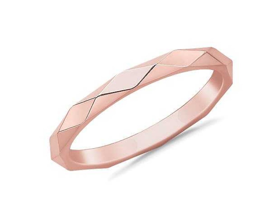 Women'S Rings | Blue Nile Stackable Beveled Triangle High Finish Ring In 18K Rose Gold (2Mm)