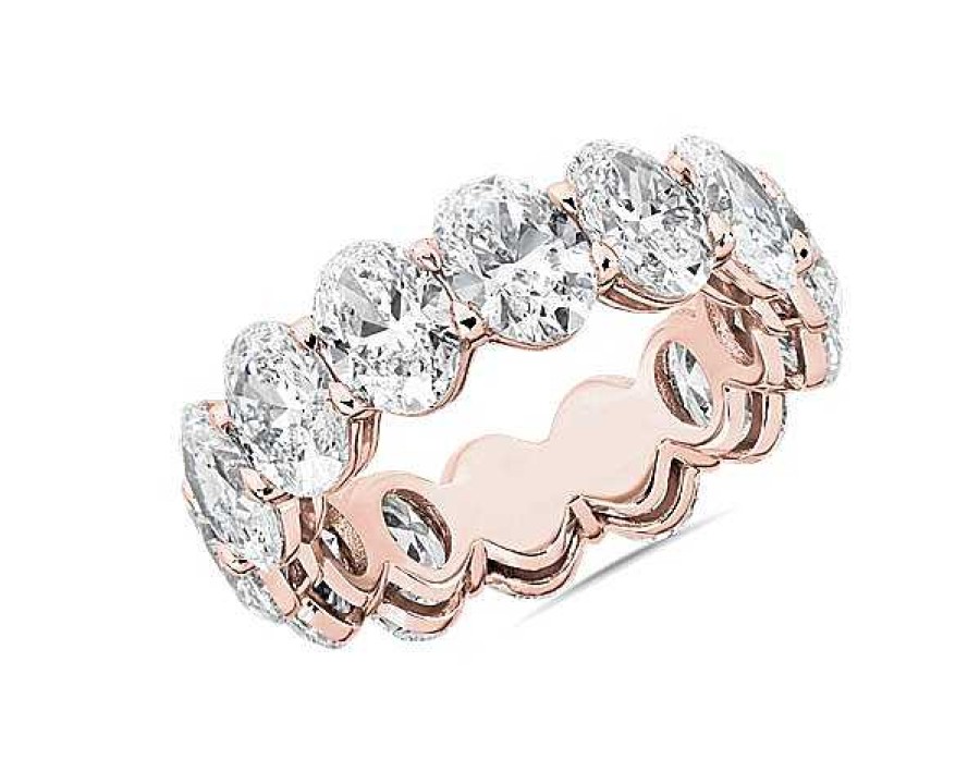 Women'S Rings | Blue Nile Oval Cut Diamond Eternity Ring In 14K Rose Gold (8 Ct. Tw.)