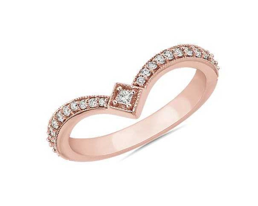 Rings | Blue Nile Pav Drop Kite Stackable Ring In 14K Rose Gold (1/3 Ct. Tw.)