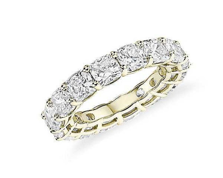 Women'S Rings | Blue Nile Cushion Cut Diamond Eternity Ring In 14K Yellow Gold (7 Ct. Tw.)