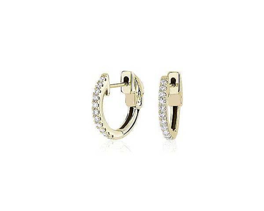 Earrings | Blue Nile The Perfect Diamond Hoops In 14K Yellow Gold (1/4 Ct. Tw.)