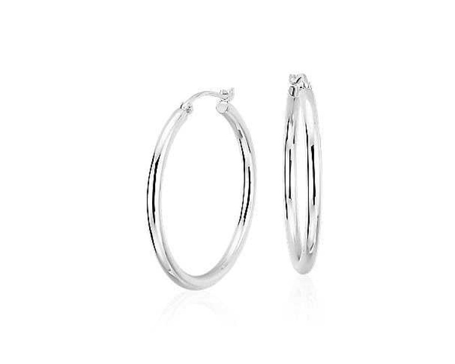 Earrings | Blue Nile 1" Small Hoop Earrings In Platinum (2 X 22 Mm)