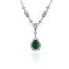 Necklaces | Blue Nile Pear Shape Emerald And Round Diamond Necklace In 14K White Gold (7X5Mm)