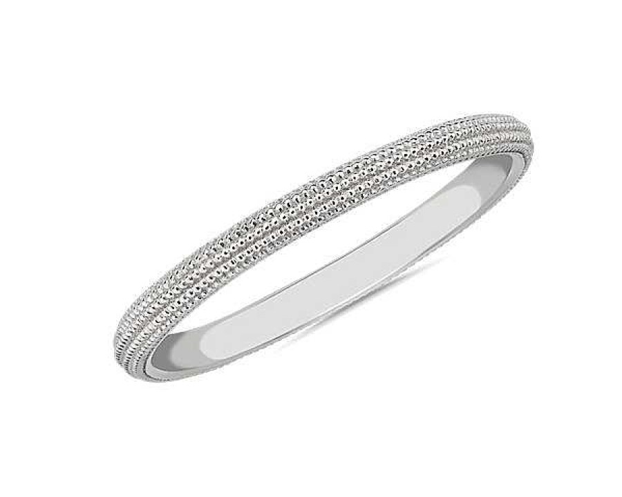 Women'S Rings | Blue Nile Microbead Stackable Ring In Platinum (2Mm)