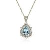 Necklaces | Blue Nile Pear Shaped Aquamarine And Diamond Double Halo Pendant In 14K Yellow Gold