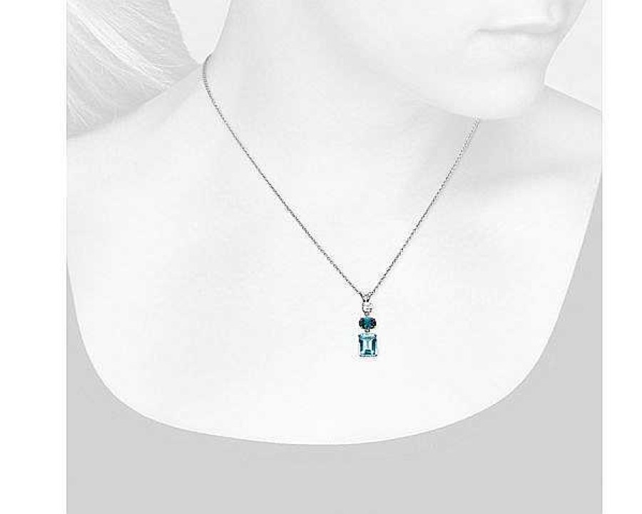 Necklaces | Blue Nile Sky Blue Topaz, London Blue Topaz And White Sapphire Tower Pendant In Sterling Silver