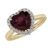 Rings | Blue Nile Heart Shaped Garnet And Diamond Halo Ring In 14K Yellow Gold