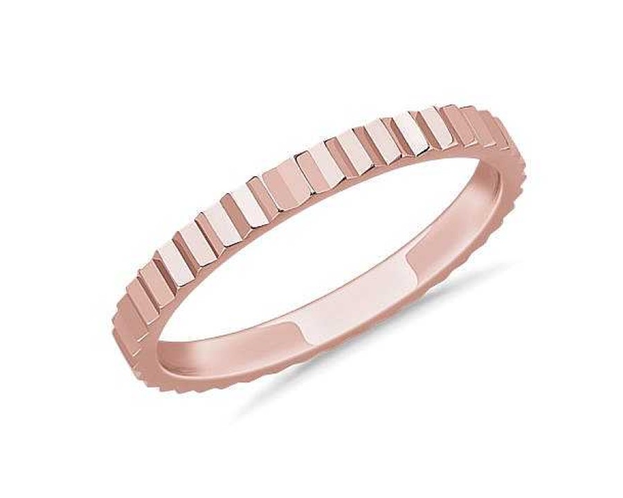 Women'S Rings | Blue Nile Stackable Vertical Mirrors Ring In 18K Rose Gold (2Mm)