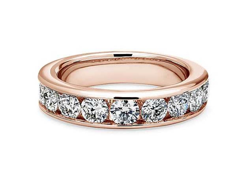 Women'S Rings | Blue Nile Channel Set Round Diamond Ring In 18K Rose Gold (2 Ct. Tw.)