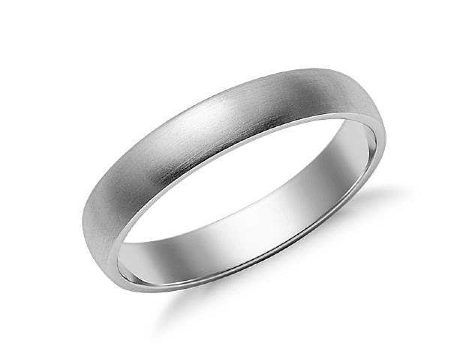 Men'S Rings | Blue Nile Matte Classic Wedding Ring In 14K White Gold (4Mm)