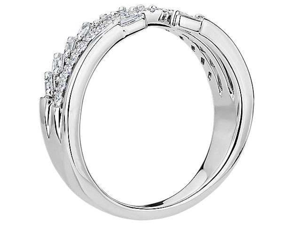 Rings | Blue Nile Three Row Baguette Diamond Stacking Ring In Platinum (1/3 Ct. Tw.)