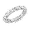 Women'S Rings | Blue Nile East-West Oval Diamond & Pav Profile Eternity Ring In 14K White Gold (3 Ct. Tw.)