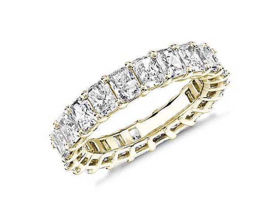 Women'S Rings | Blue Nile Lab Grown Diamond Radiant Cut Eternity Ring In 14K Yellow Gold (5 Ct. Tw.)