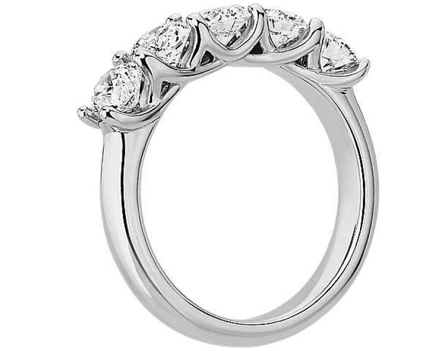 Women'S Rings | Blue Nile Tessere Five Stone Diamond Wedding Ring In 14K White Gold (1 1/2 Ct. Tw.)